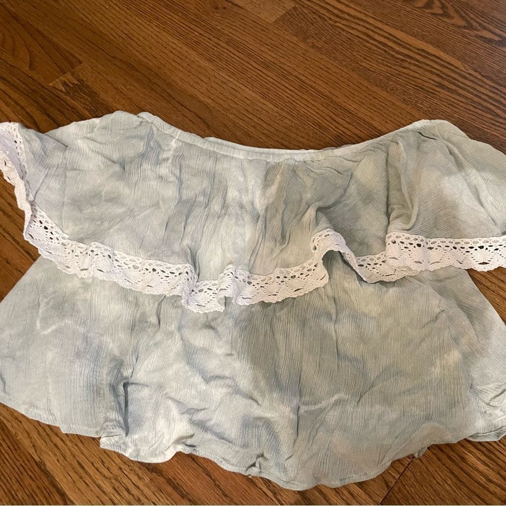 PPLA Green Tie Dye Off the Shoulder Shirt